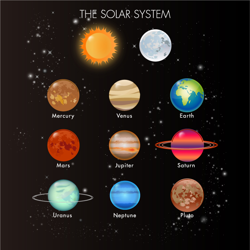 卡通太阳系图标矢量素材